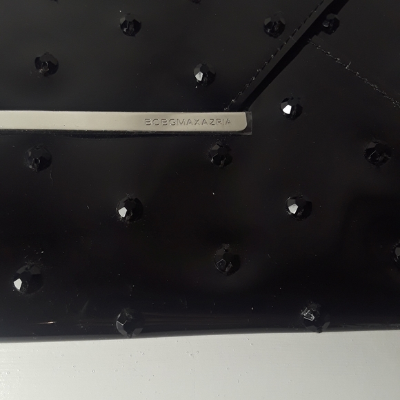 BCBGMAXAZRIA Rhinestone Black Semi Sheer Envelope Clutch NWT - Picture 6 of 13